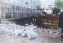 Çökme yaşanan binaya istinat duvarı