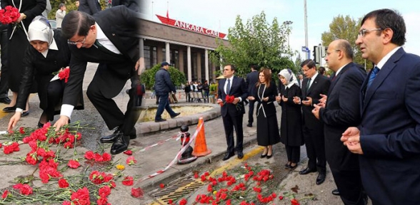 Davutoğlu Ankara Tren Garı önüne karanfil bıraktı