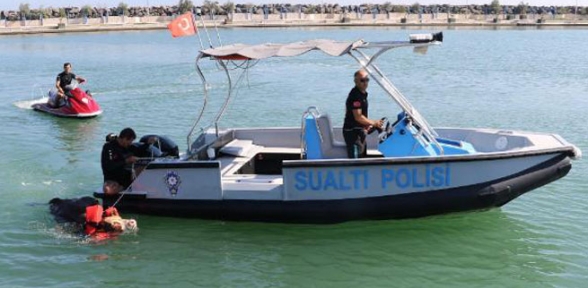 Denize düşen tosunu deniz polisi kurtardı