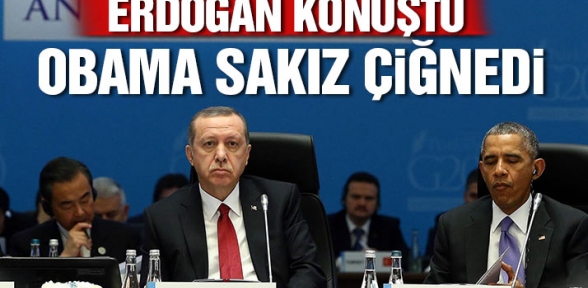 Erdoğanın konuşması sırasında Obama sakız çiğnedi