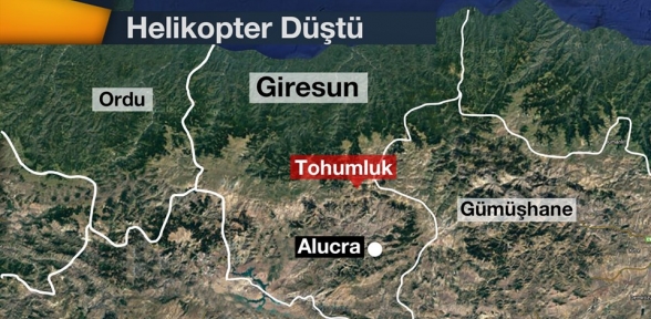 Giresunda askeri helikopter düştü