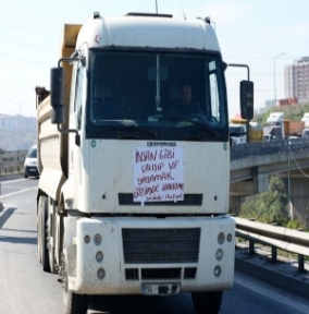 Hafriyat kamyoncuları Temde eylem yaptı