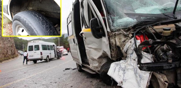 Kabak lastik kazası. 6 sı öğrenci 13 yaralı