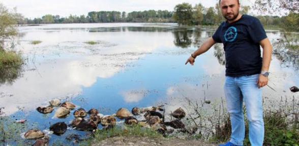 Kesip gölete attılar