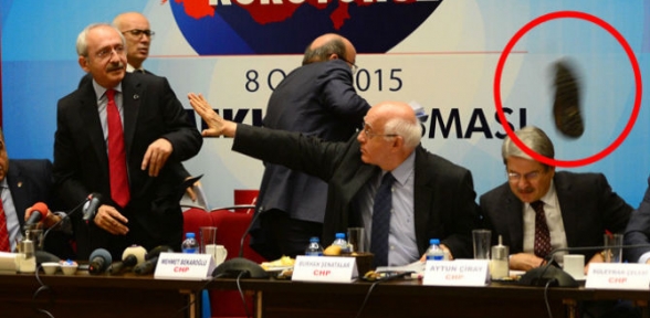 Kılıçdaroğluna ayakkabı fırlatıldı