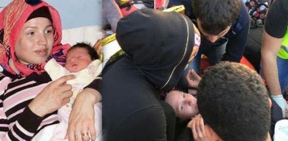 Mülteci kadının bebek sevinci