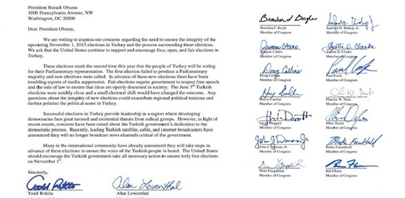 Obama ya Türkiye için mektup yazdılar