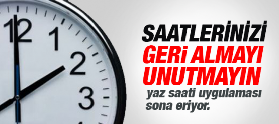 Saatler bu gece geri alınacak