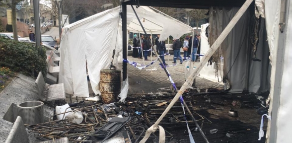 Ülkücü gençler PKK çadırını yaktı